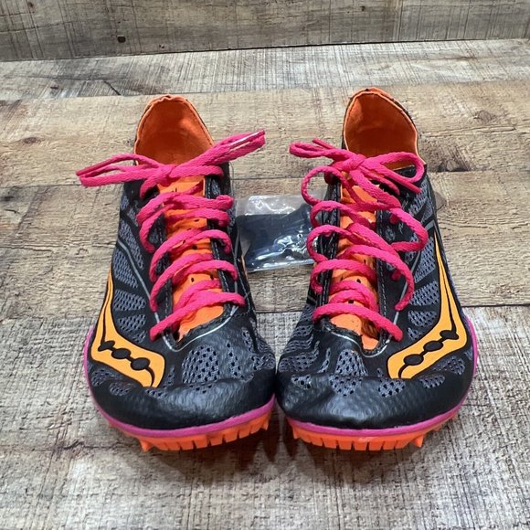 Saucony Endorphin MD4 Womens Gray/Orange Track Running Spikes Size 7 NWOB READ* - Picture 2 of 5